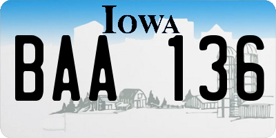 IA license plate BAA136