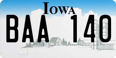 IA license plate BAA140