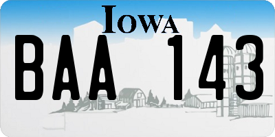 IA license plate BAA143