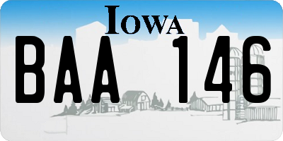 IA license plate BAA146
