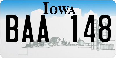 IA license plate BAA148