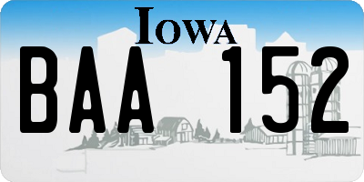 IA license plate BAA152
