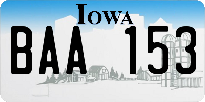 IA license plate BAA153