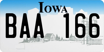 IA license plate BAA166