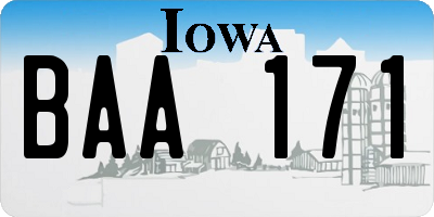 IA license plate BAA171