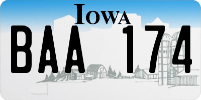 IA license plate BAA174