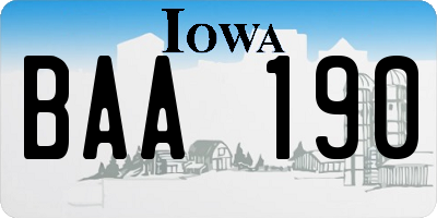 IA license plate BAA190