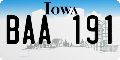 IA license plate BAA191