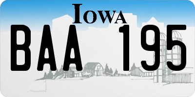 IA license plate BAA195