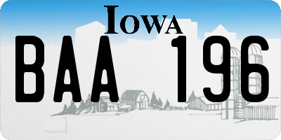 IA license plate BAA196