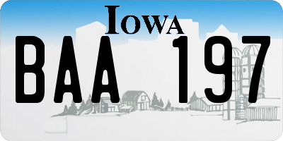 IA license plate BAA197