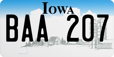 IA license plate BAA207