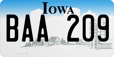 IA license plate BAA209