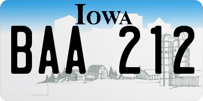 IA license plate BAA212
