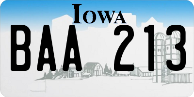IA license plate BAA213
