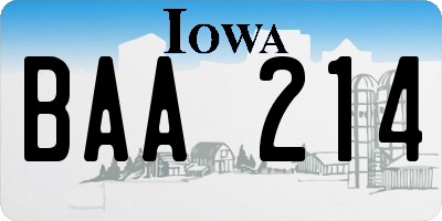 IA license plate BAA214