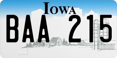IA license plate BAA215