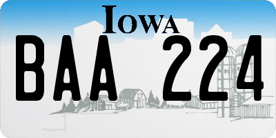 IA license plate BAA224