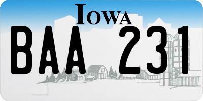 IA license plate BAA231