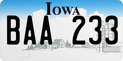 IA license plate BAA233