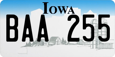 IA license plate BAA255