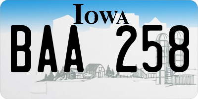 IA license plate BAA258