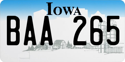 IA license plate BAA265