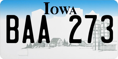 IA license plate BAA273