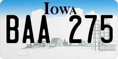 IA license plate BAA275
