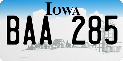IA license plate BAA285