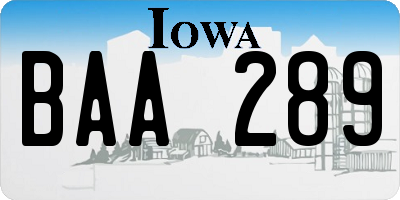 IA license plate BAA289