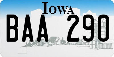 IA license plate BAA290