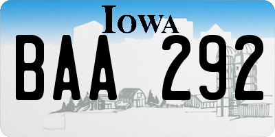 IA license plate BAA292