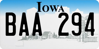 IA license plate BAA294
