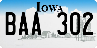 IA license plate BAA302