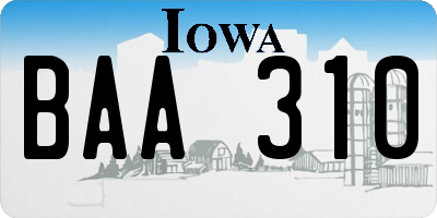 IA license plate BAA310