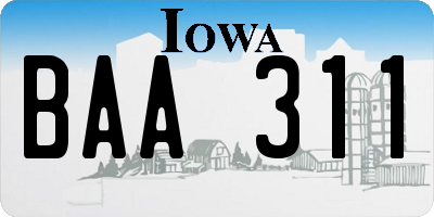 IA license plate BAA311
