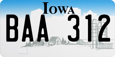 IA license plate BAA312