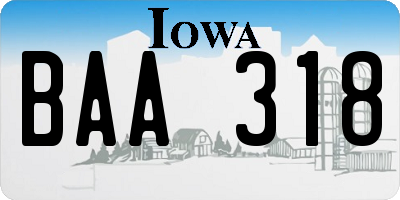 IA license plate BAA318