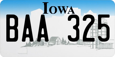 IA license plate BAA325