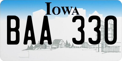 IA license plate BAA330