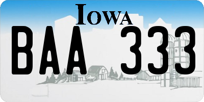 IA license plate BAA333