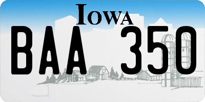 IA license plate BAA350