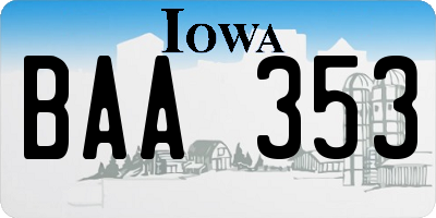 IA license plate BAA353
