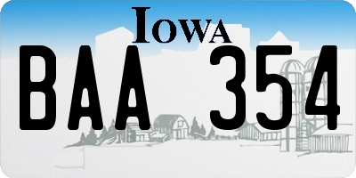 IA license plate BAA354