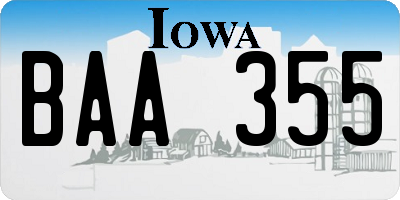 IA license plate BAA355