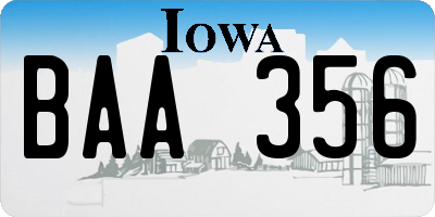 IA license plate BAA356