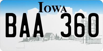 IA license plate BAA360