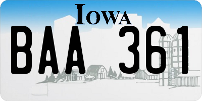 IA license plate BAA361