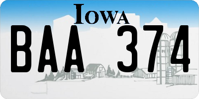 IA license plate BAA374